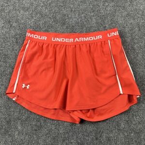 Under Armour Tech Play Up Shorts Womens Small Orange 3 Inseam Running Training